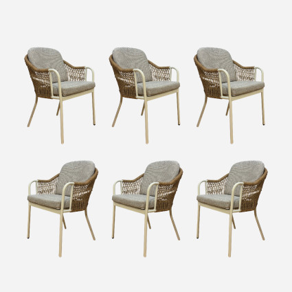 Fauteuil d’exterieur Olivia en aluminium blanc casse - Pack de 6 unites