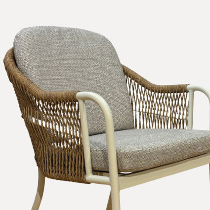 Fauteuil d’exterieur Olivia en aluminium blanc casse - Pack de 6 unites