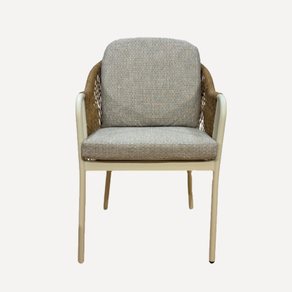 Fauteuil d’exterieur Olivia en aluminium blanc casse - Pack de 6 unites