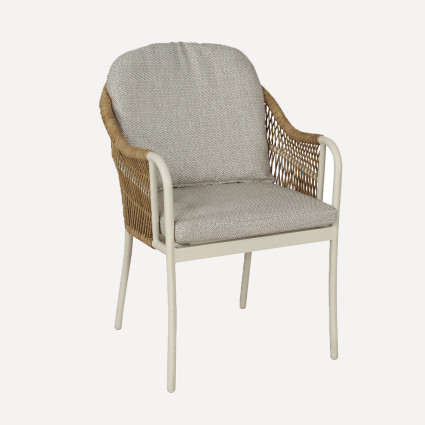 Fauteuil d’exterieur Olivia en aluminium blanc casse - Pack de 6 unites