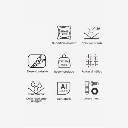 Fauteuil d’exterieur Olivia en aluminium blanc casse - Pack de 6 unites