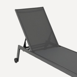 Chaise longue de jardin empilable couleur anthracite 2