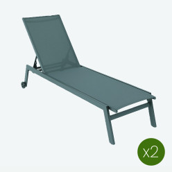 Chaise longue de jardin empilable couleur anthracite - Pack 2 unites