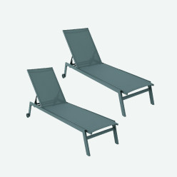 Chaise longue de jardin empilable couleur anthracite - Pack 2 unites 2