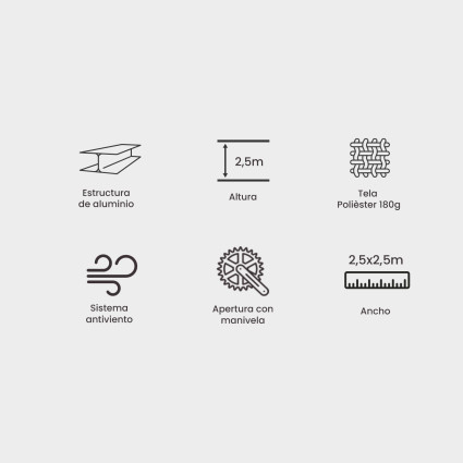 Guarda-sol fixo externo de 250x250cm cor antracito