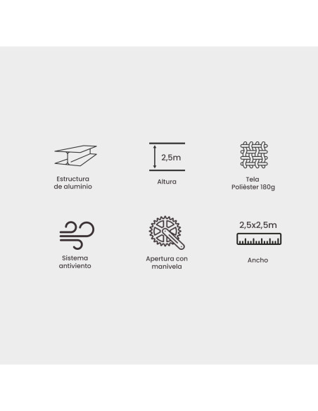 Guarda-sol fixo externo de 250x250cm cor antracito