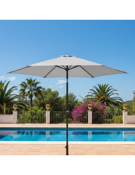 270cm parasol de terraco redondo cor natural