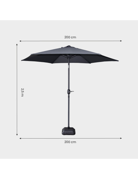 Parasol exterieur rond de 270 cm de couleur anthracite