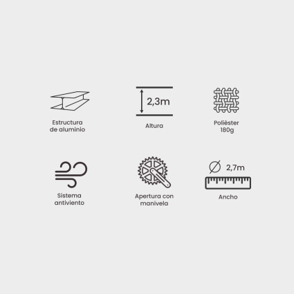 Parasol exterieur rond de 270 cm de couleur anthracite