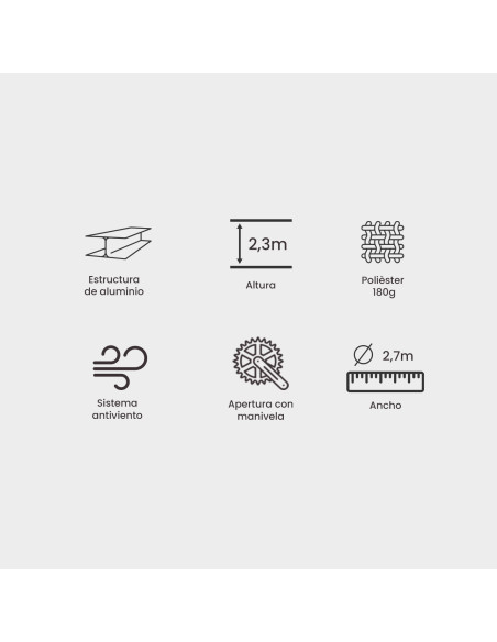 Parasol exterieur rond de 270 cm de couleur anthracite