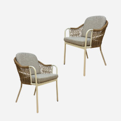 Poltrona ao ar livre Olivia em aluminio sujo - Pacote de 2 unidades 2